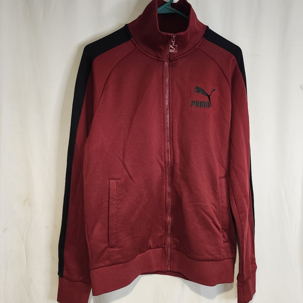 PUMA Mens Athletic Classic Polytricot Size Small Sports Zip Logo Track Jacket
